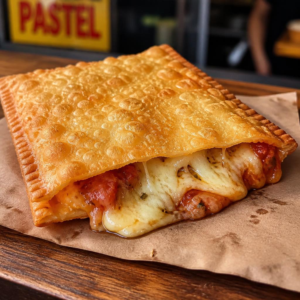 Pastel tradicional de Pizza mostrando o recheio