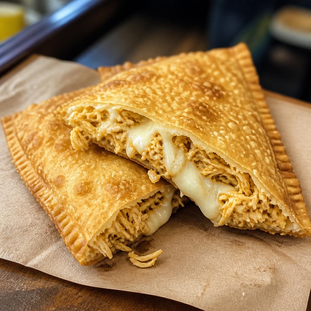 Pastel tradicional de feira dourado e crocante